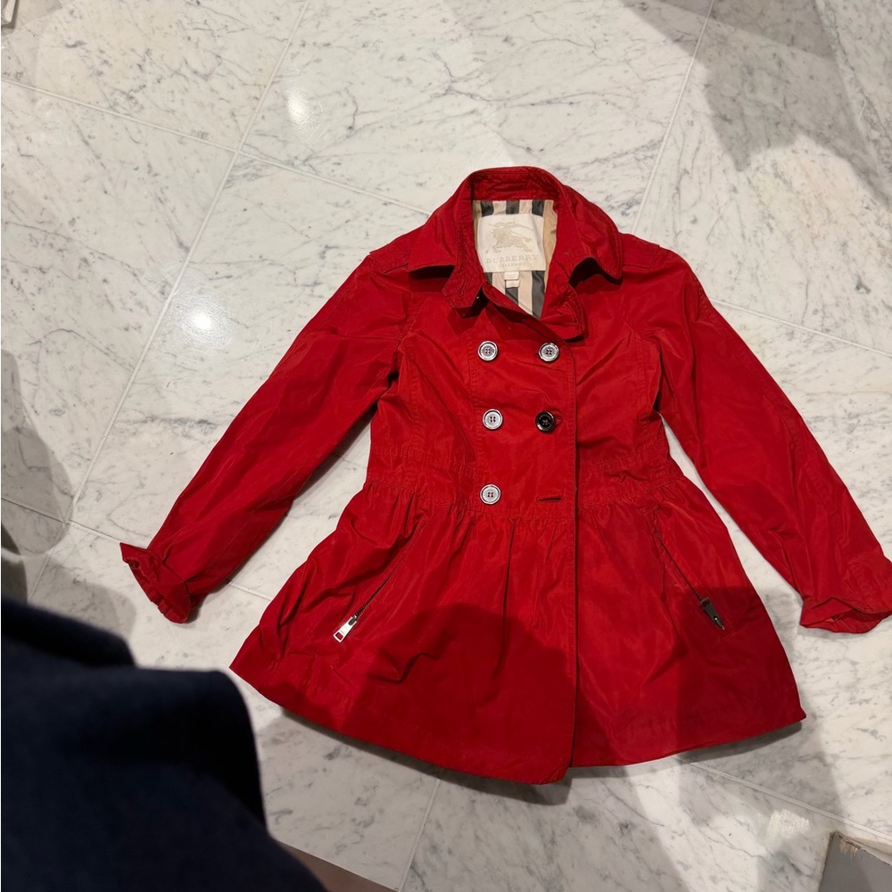 Burberry Red Girls' Double-Breasted Trench Coat